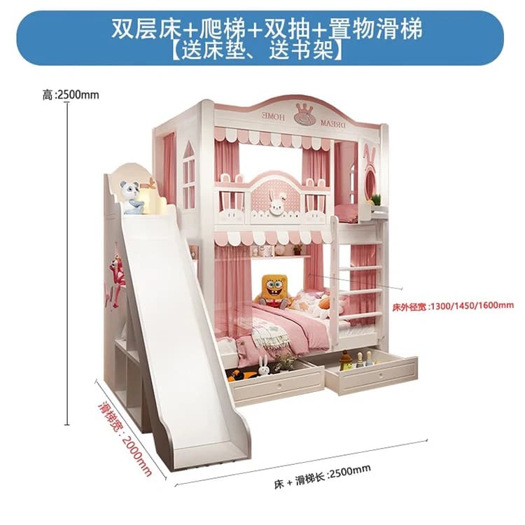 lit enfant rose toboggan